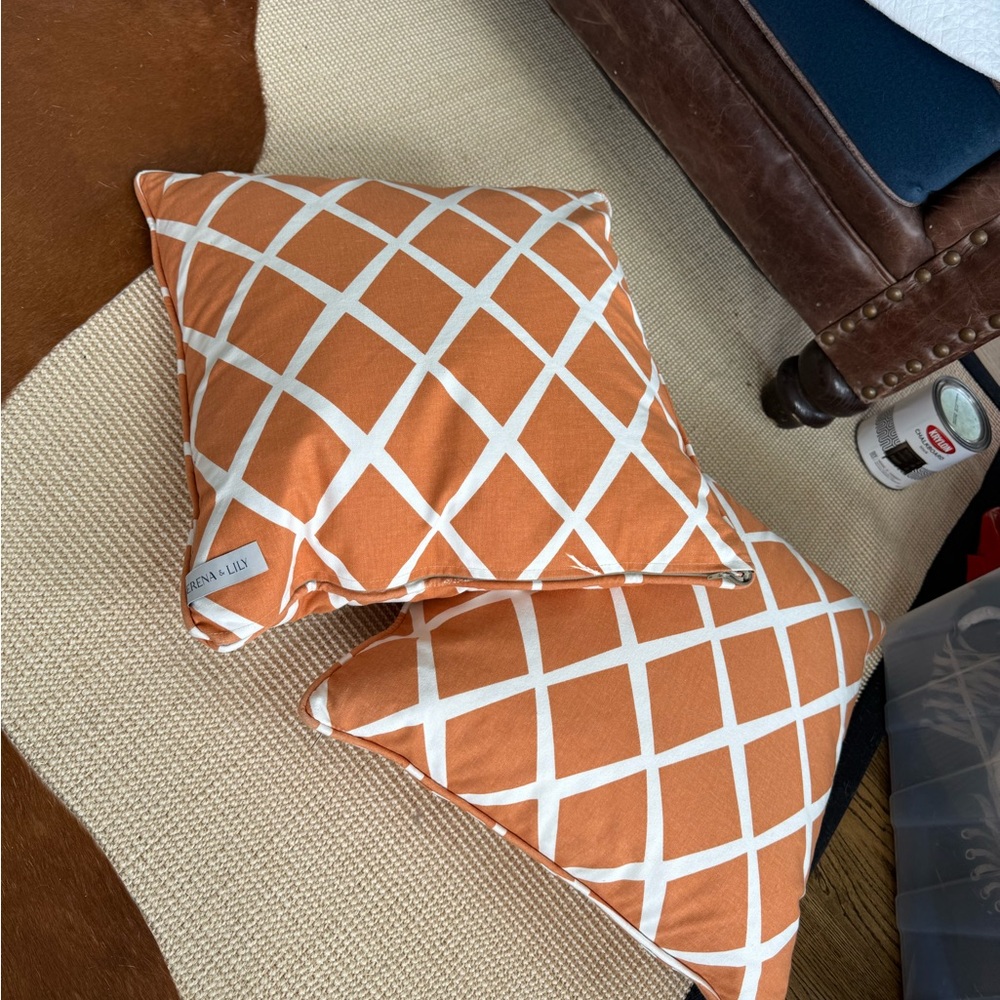 Serena & Lily Orange and White Accent Pillows